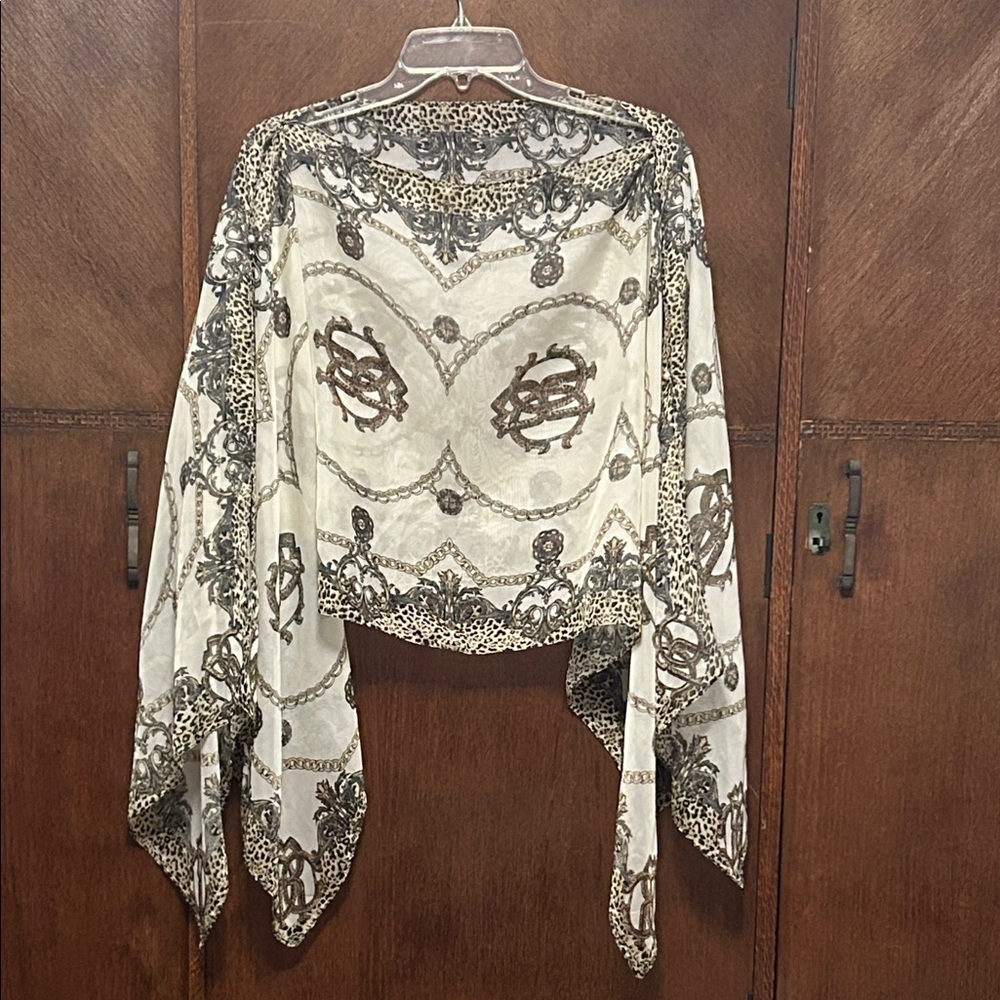 Elegant leopard Patterned sheer crop top wrap one size